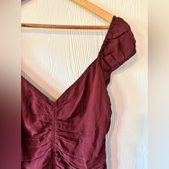 Wilfred Aritzia Brown Veda Ruched Off Shoulder Zip Up Bodycon Contour Mini Dress - Picture 11 of 17